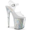 Pleaser 8 Inch Clear/Silver Ankle Strap Heels* Shoes