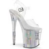 Pleaser 8" Heel Clear/Silver Ankle Strap Platforms* Shoes