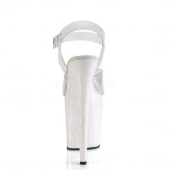 Pleaser 8" Heel Clear/White Ankle Strap Platforms* 8 Pleaser 8