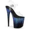 Pleaser Shoes 8" Heel Clear/Blue Glitter Platforms*
