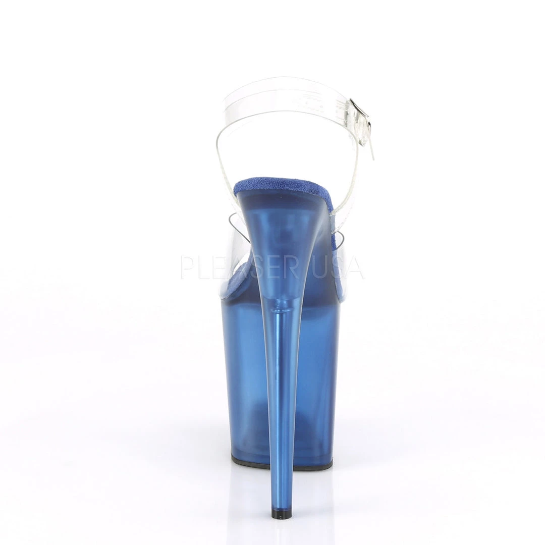 Pleaser Clear/Blue 8" Ankle Strap High Heels* Shoes 5 Pleaser Clear/Blue 8" Ankle Strap High Heels* Shoes
