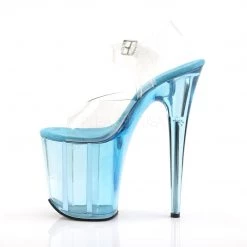 Pleaser Shoes 8" Clear/Blue Ankle Strap High Heels*