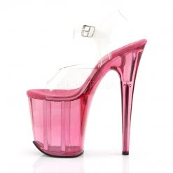 Pleaser Shoes 8" Clear/Pink Ankle Strap Stripper Heels*