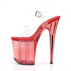 Pleaser Shoes 8" Clear/Red Ankle Strap High Heels*
