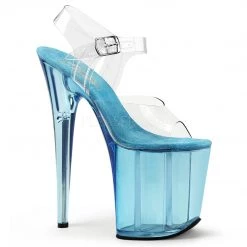 Pleaser Shoes 8" Clear/Blue Ankle Strap High Heels*