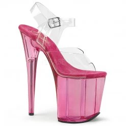 Pleaser Shoes 8" Clear/Pink Ankle Strap Stripper Heels*