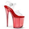 Pleaser Shoes 8" Clear/Red Ankle Strap High Heels*