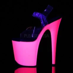 Pleaser 8" Heel Clear/Hot Pink Ankle Strap Platform Shoes* 7 Pleaser 8
