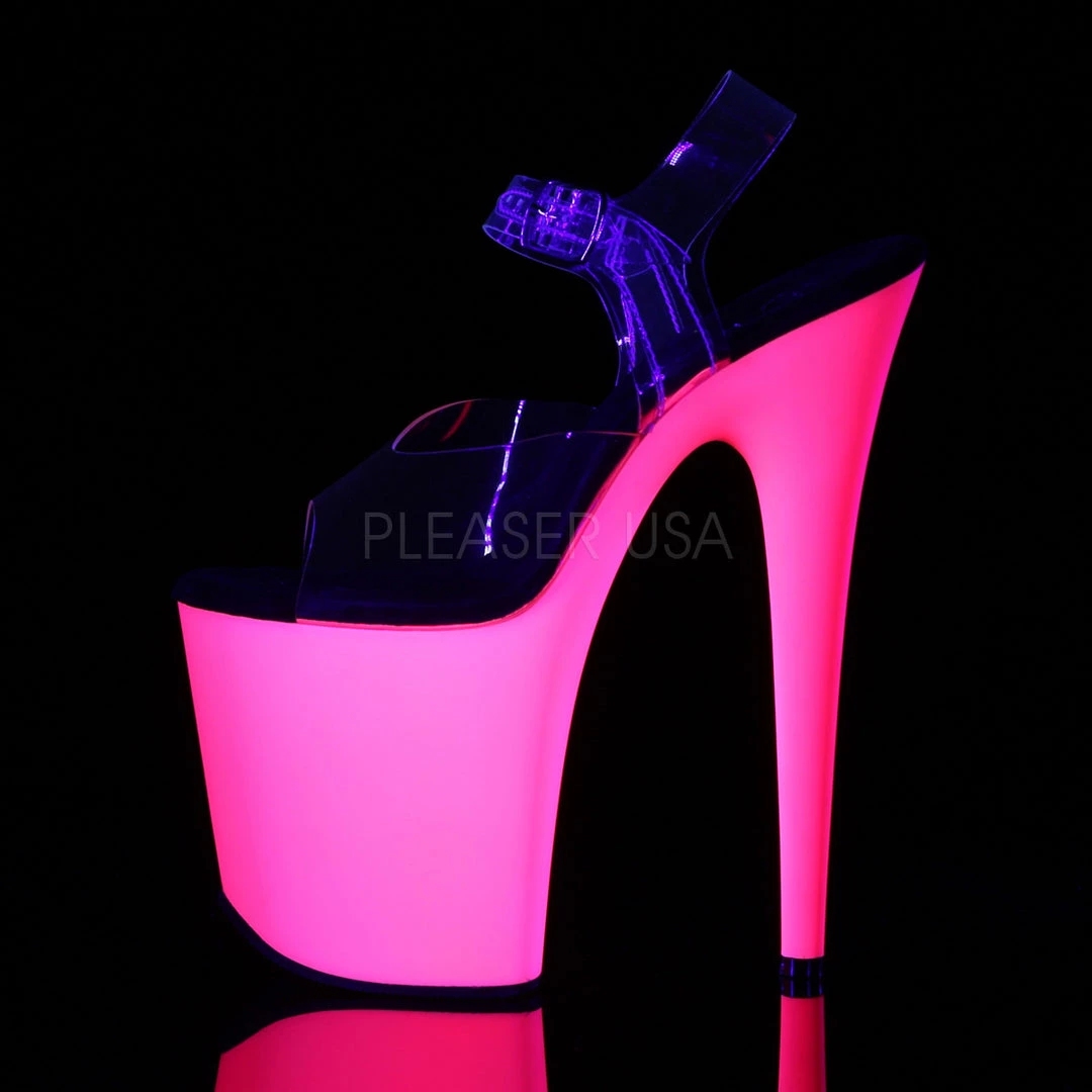 Pleaser 8" Heel Clear/Hot Pink Ankle Strap Platform Shoes* 4 Pleaser 8" Heel Clear/Hot Pink Ankle Strap Platform Shoes*