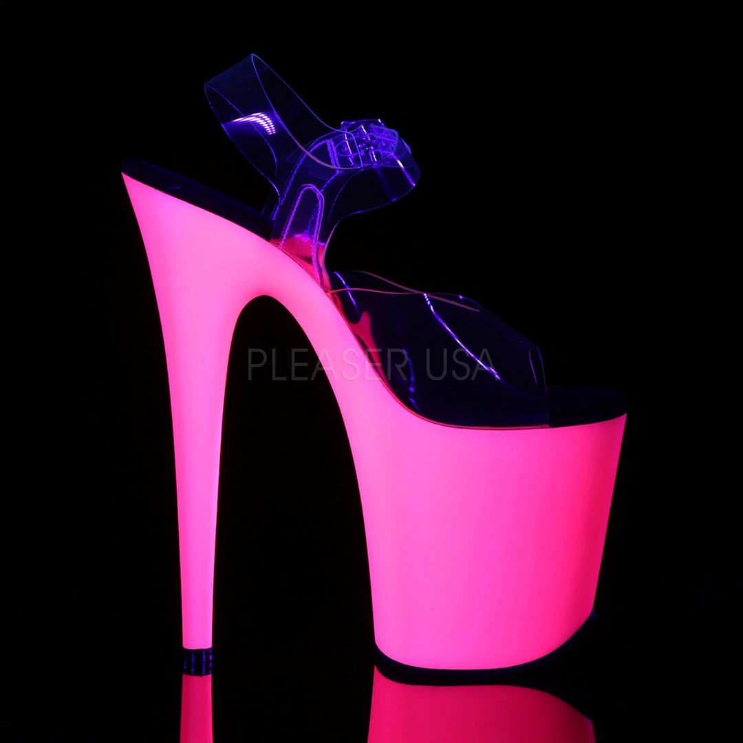 Pleaser 8" Heel Clear/Hot Pink Ankle Strap Platform Shoes* 6 Pleaser 8" Heel Clear/Hot Pink Ankle Strap Platform Shoes*
