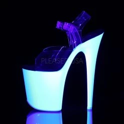 Pleaser 8" Clear/White Ankle Strap Stripper Heels* 7 Pleaser 8