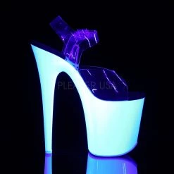 Pleaser 8" Clear/White Ankle Strap Stripper Heels* 9 Pleaser 8
