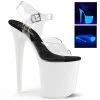 Pleaser 8" Clear/White Ankle Strap Stripper Heels*