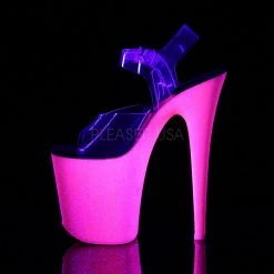 Pleaser 8" Clear/Hot Pink Glitter Pumps* Glow In The Dark & Neon