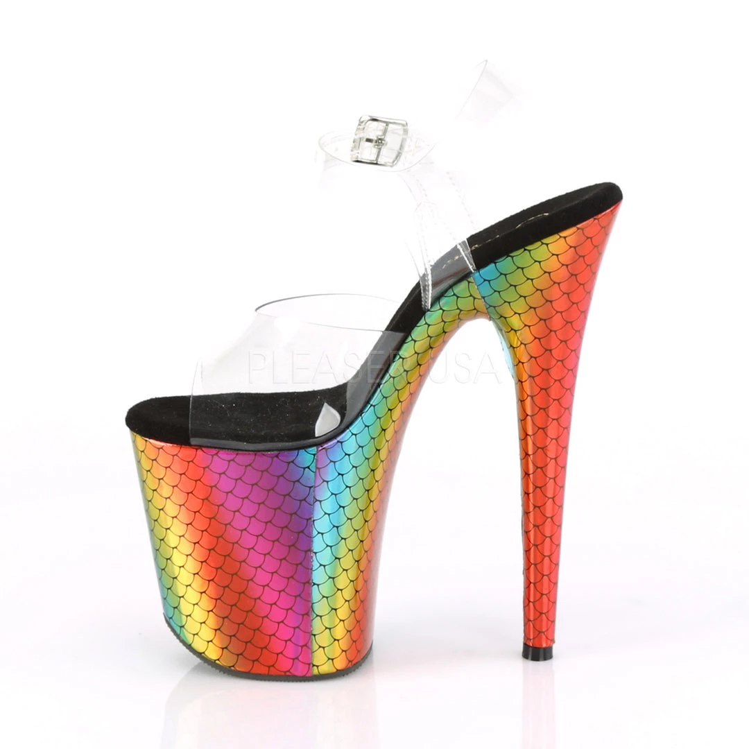 Pleaser Rainbow Clothing Clear/Rainbow 8" Ankle Strap Heels* 4 Pleaser Rainbow Clothing Clear/Rainbow 8" Ankle Strap Heels*