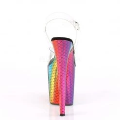 Pleaser Rainbow Clothing Clear/Rainbow 8" Ankle Strap Heels* 8 Pleaser Rainbow Clothing Clear/Rainbow 8