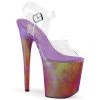 Pleaser 8" Heel Clear/Purple Ankle Strap Platforms*