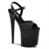 Pleaser Shoes 8" Black Glitter High Heels W/ 4" Platform*