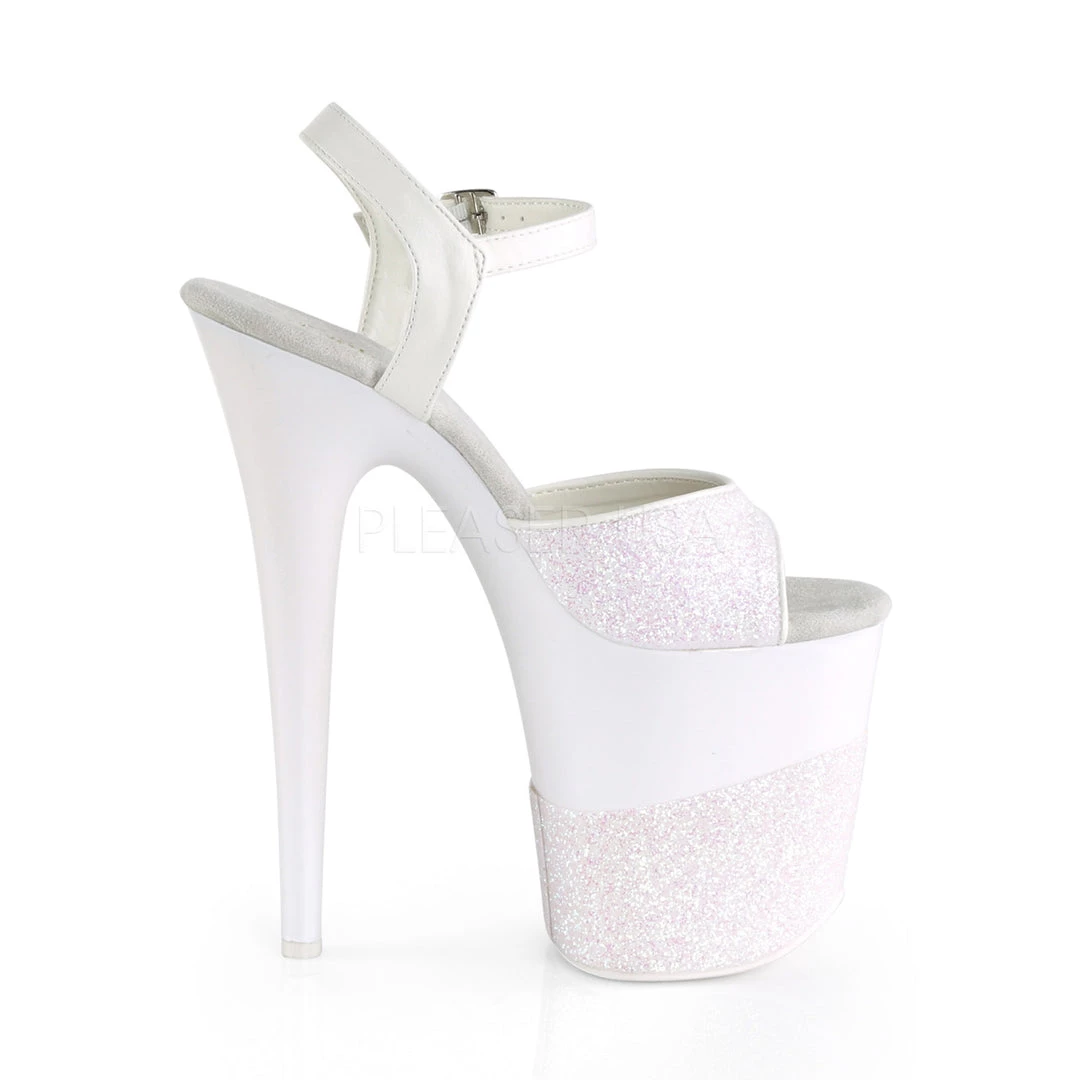 Pleaser Shoes 8" White Glitter High Heels* 6 Pleaser Shoes 8" White Glitter High Heels*
