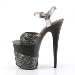 Pleaser Shoes 8" Black/Silver Glitter High Heels*