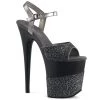 Pleaser Shoes 8" Black/Silver Glitter High Heels* 2 Pleaser Shoes 8" Black/Silver Glitter High Heels*