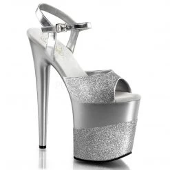 Pleaser 8" Clear/Silver Ankle Strap High Heels*