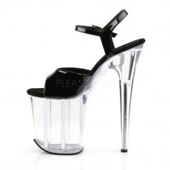 Pleaser 8" Clear/Black Ankle Strap High Heels* Shoes 7 Pleaser 8