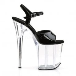 Pleaser 8" Clear/Black Ankle Strap High Heels* Shoes 9 Pleaser 8