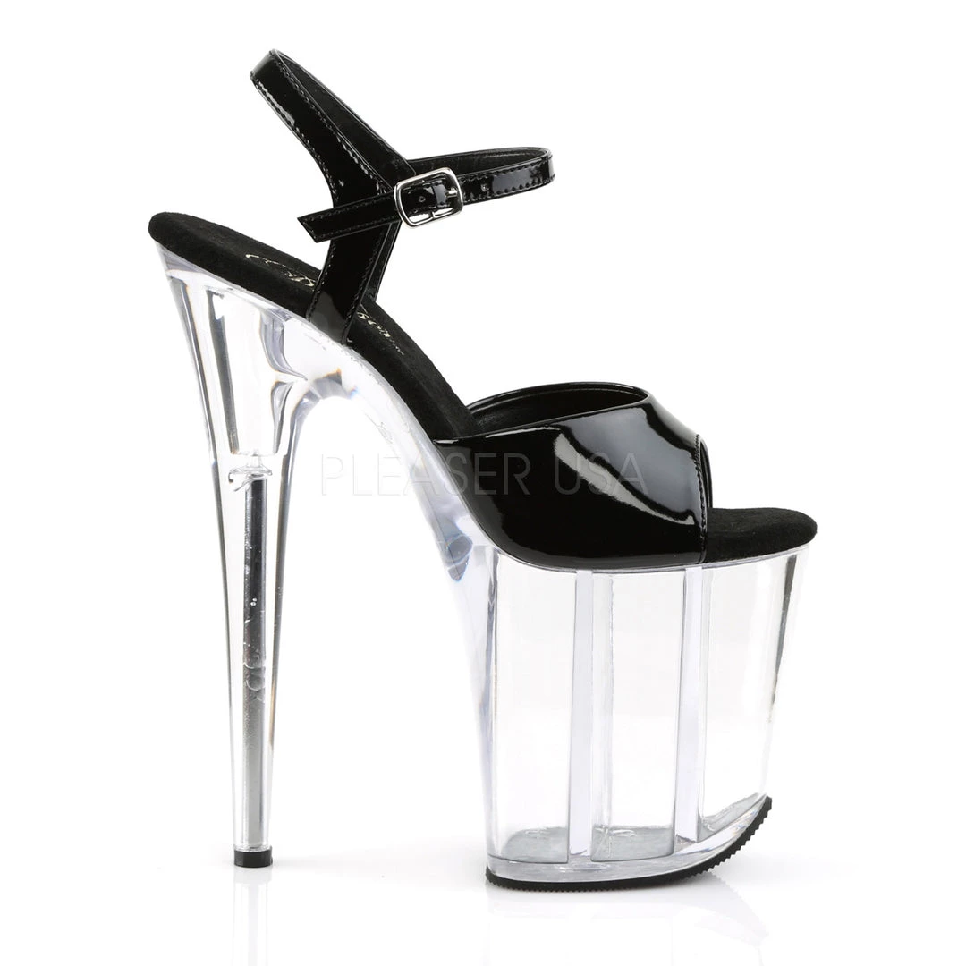 Pleaser 8" Clear/Black Ankle Strap High Heels* Shoes 6 Pleaser 8" Clear/Black Ankle Strap High Heels* Shoes