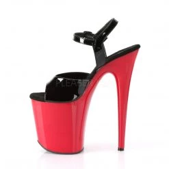 Pleaser Shoes 8" Black/Red Ankle Strap Pumps W/ 4" Platform*