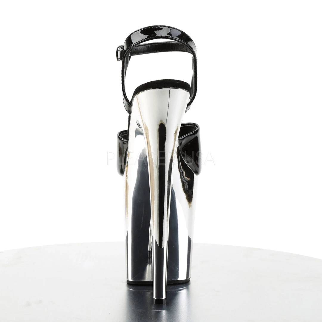 Pleaser 8" Black/Silver Ankle Strap Heels* 5 Pleaser 8" Black/Silver Ankle Strap Heels*