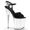 Pleaser 8" Clear/Black Ankle Strap High Heels* Shoes