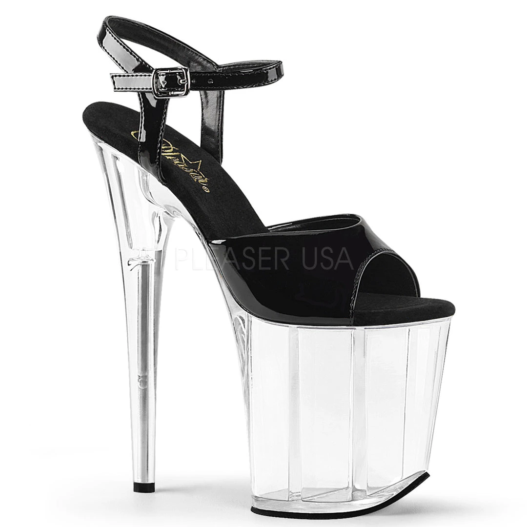 Pleaser 8" Clear/Black Ankle Strap High Heels* Shoes 3 Pleaser 8" Clear/Black Ankle Strap High Heels* Shoes