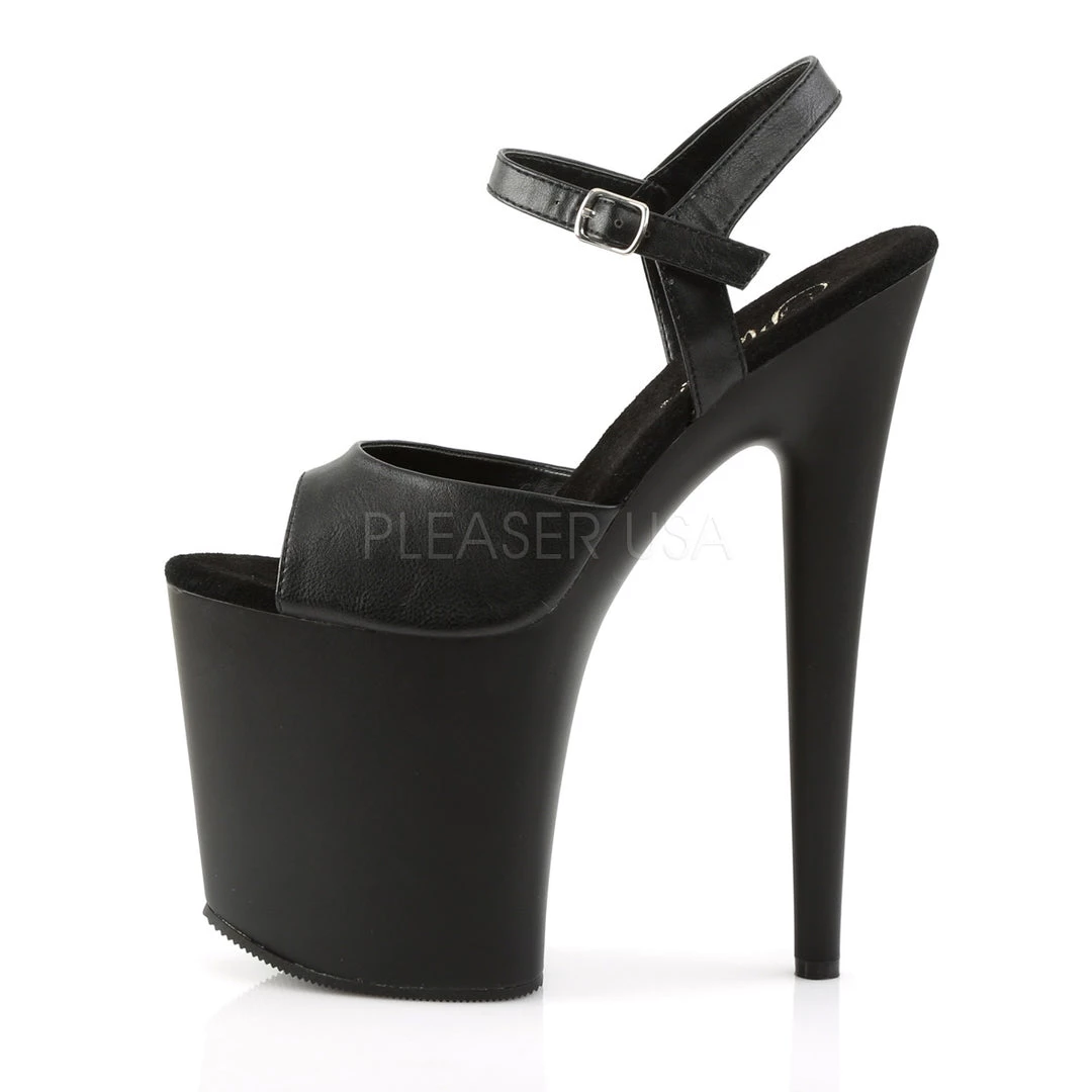 Pleaser 8" Black Faux Leather Heels W/ 4" Platform* Shoes 4 Pleaser 8" Black Faux Leather Heels W/ 4" Platform* Shoes