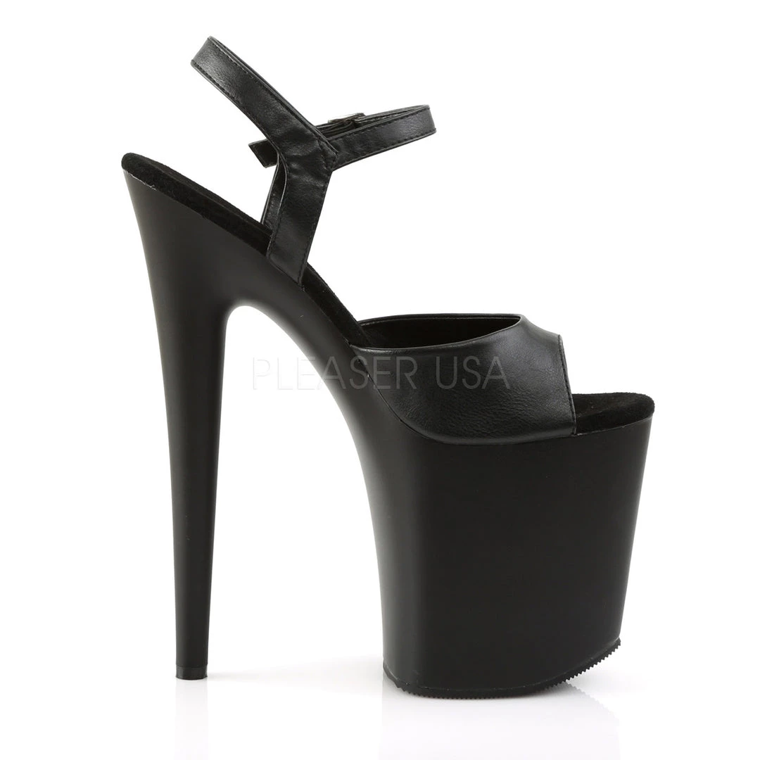 Pleaser 8" Black Faux Leather Heels W/ 4" Platform* Shoes 6 Pleaser 8" Black Faux Leather Heels W/ 4" Platform* Shoes