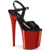 Pleaser Shoes 8" Black/Red Ankle Strap Pumps*