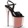 Pleaser Shoes Black/Rose Gold 8" Ankle Strap Pumps*