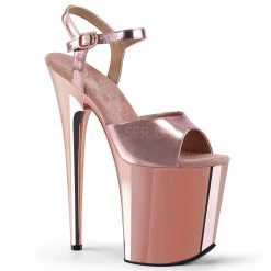 Pleaser Shoes 8" Rose Gold Ankle Strap Heels*