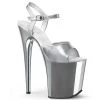 Pleaser 8" Silver Ankle Strap Heels*