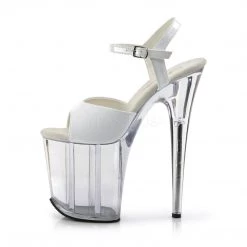 Pleaser 8" Heel White Ankle Strap Platform Shoes*