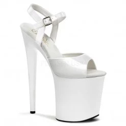 Pleaser Shoes 8" White Ankle Strap High Heels*