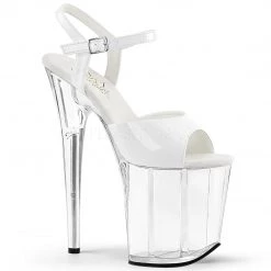 Pleaser 8" Heel White Ankle Strap Platform Shoes*