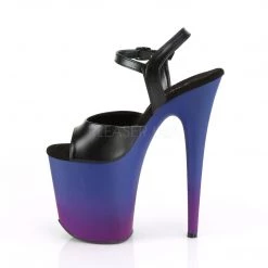 Pleaser 8" Heel Black/Blue Faux Leather Platforms*