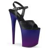 Pleaser 8" Heel Black/Blue Faux Leather Platforms*