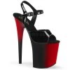 Pleaser 8" Heel Black/Red Ankle Strap Platform Shoes*