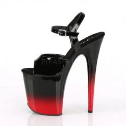 Pleaser Black/Red 8" Ankle Strap Pumps* 7 Pleaser Black/Red 8