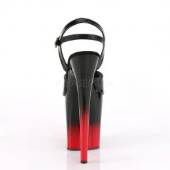 Pleaser Black/Red 8" Ankle Strap Pumps* 8 Pleaser Black/Red 8