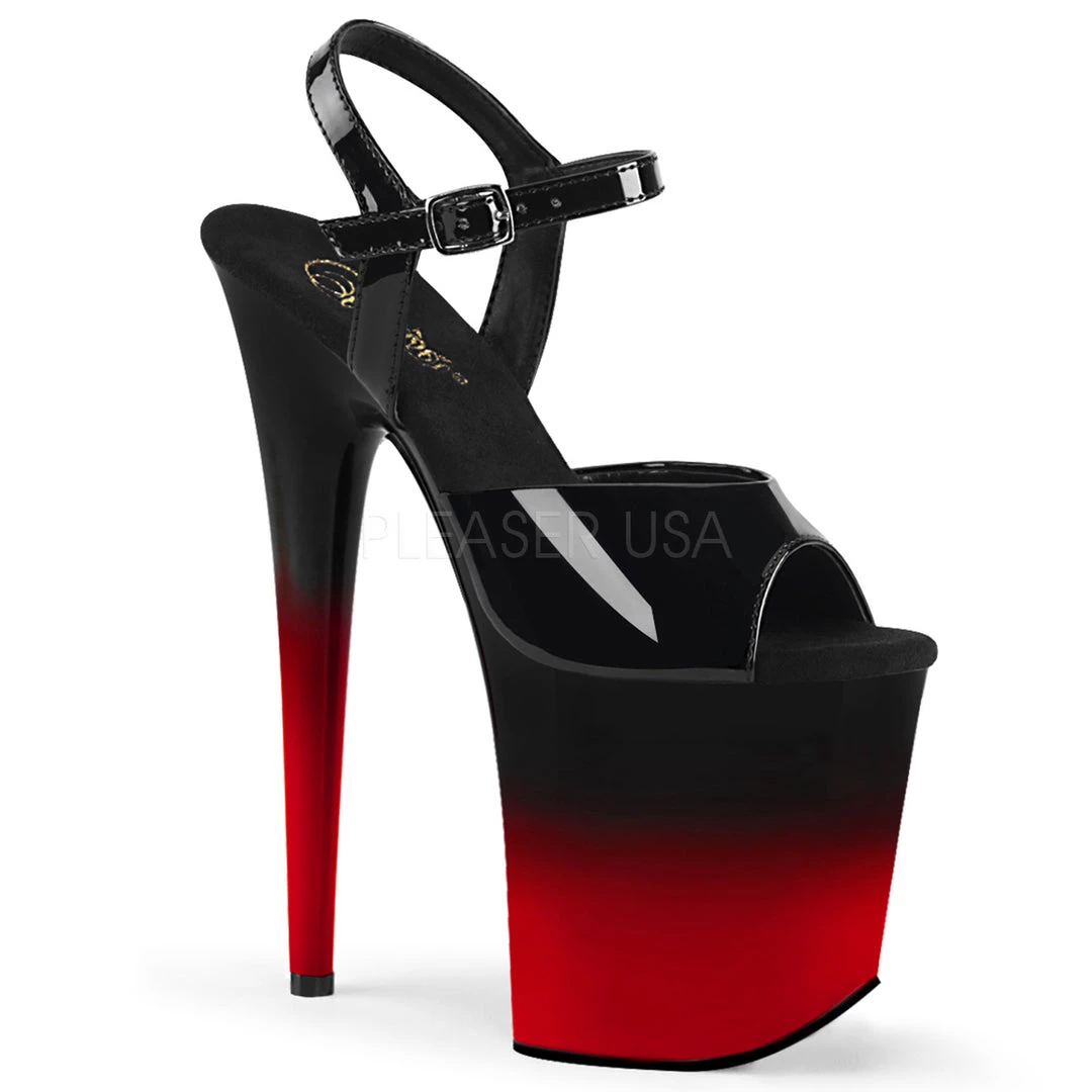 Pleaser Black/Red 8" Ankle Strap Pumps* 3 Pleaser Black/Red 8" Ankle Strap Pumps*