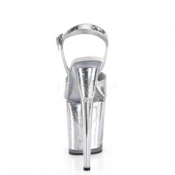 Pleaser 8" Heel Silver Ankle Strap Platforms* Shoes 8 Pleaser 8