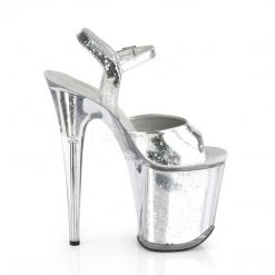 Pleaser 8" Heel Silver Ankle Strap Platforms* Shoes 9 Pleaser 8